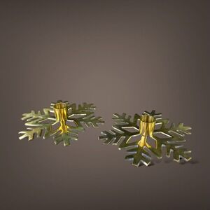Brass Snowflake Taper Candle Holders 7" Diameter‎ Pair Holiday Décor Centerpiece